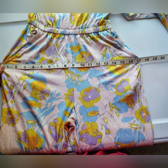 Rachel Pally strapless jumpsuit,pink With yellow flowers,pockets,modal,sz XS. - Picture 8 of 16